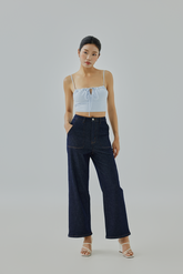 Emeryn Checkered Front Tie Cami Top